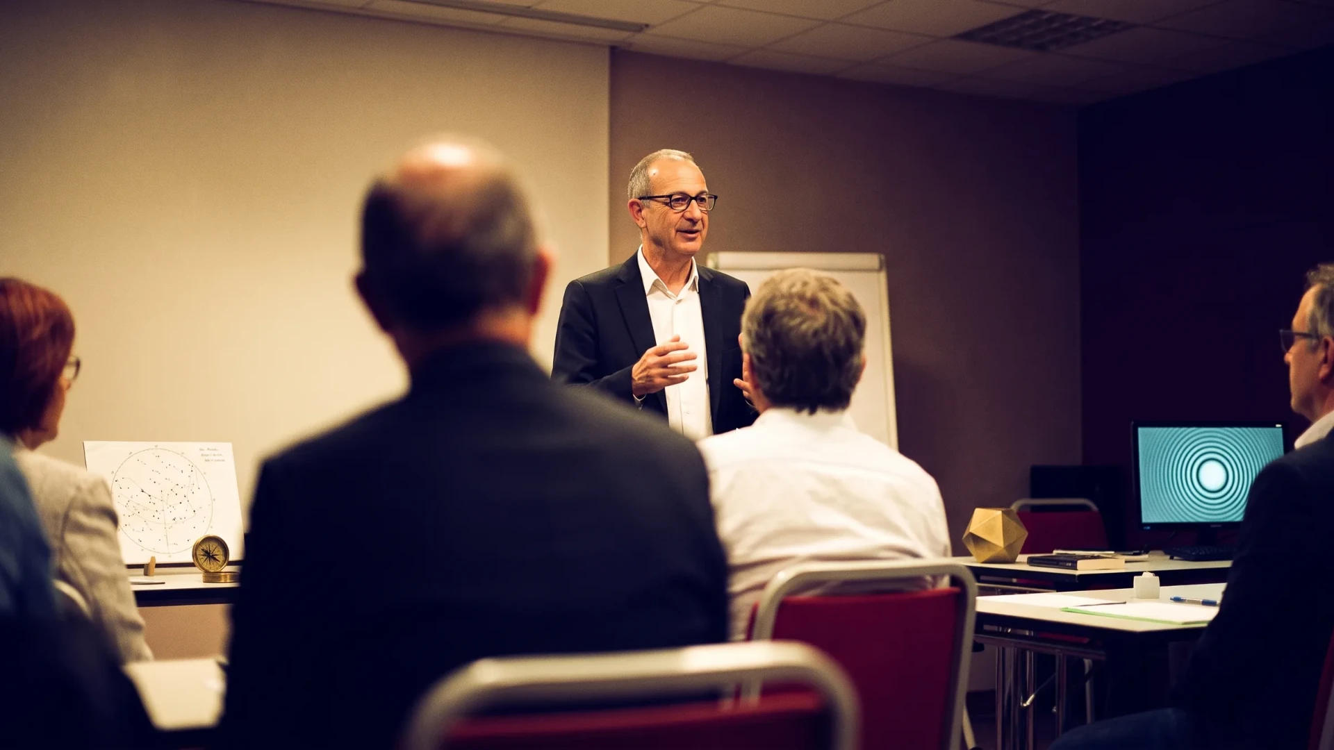 Giovanni Vota in aula durante una lezione di Spiritual Quantum Coaching